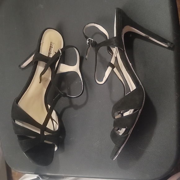 Charles David black suede strappy peep toe high heel sandals 9 - Picture 6 of 8